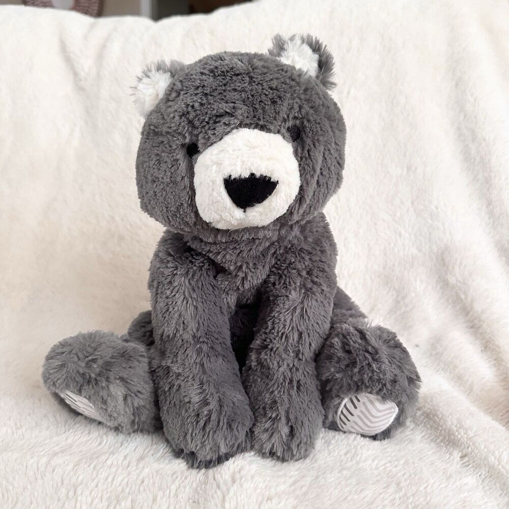 Lambs and Ivy Woodland Forest Gray Plush 12" Sitting Bear Oscar Nursery Toy 2022